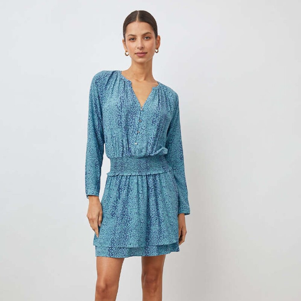 Rails Turquoise and Blue Jasmine Jewel Cheetah Print Tiered Dress Size small